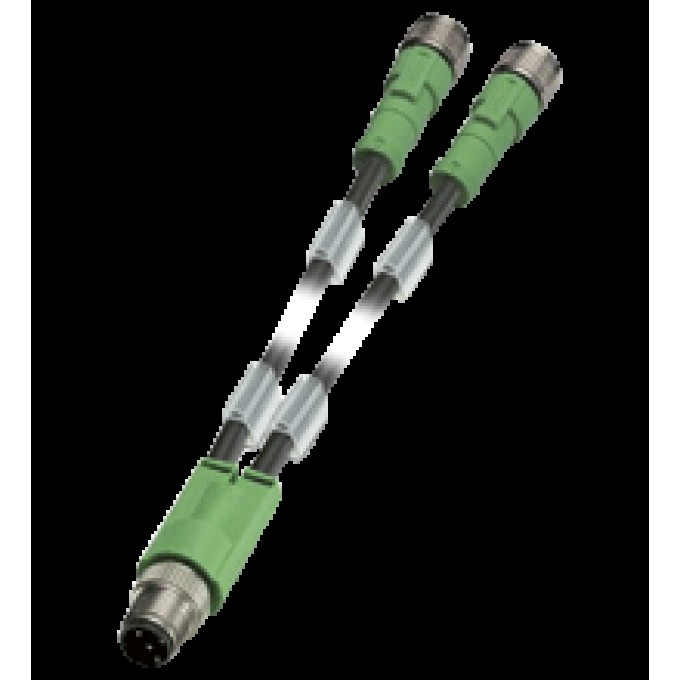 Y-кабель подключения PEPPERL+FUCHS V1-G-T-BK1M-PUR-A-V1-G длиной 1 м PUR 411986